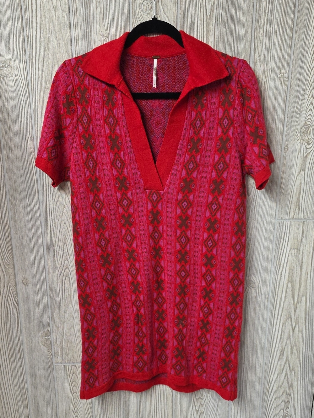 Free People Kitt Mini Dress Berry Combo Womens Size Small